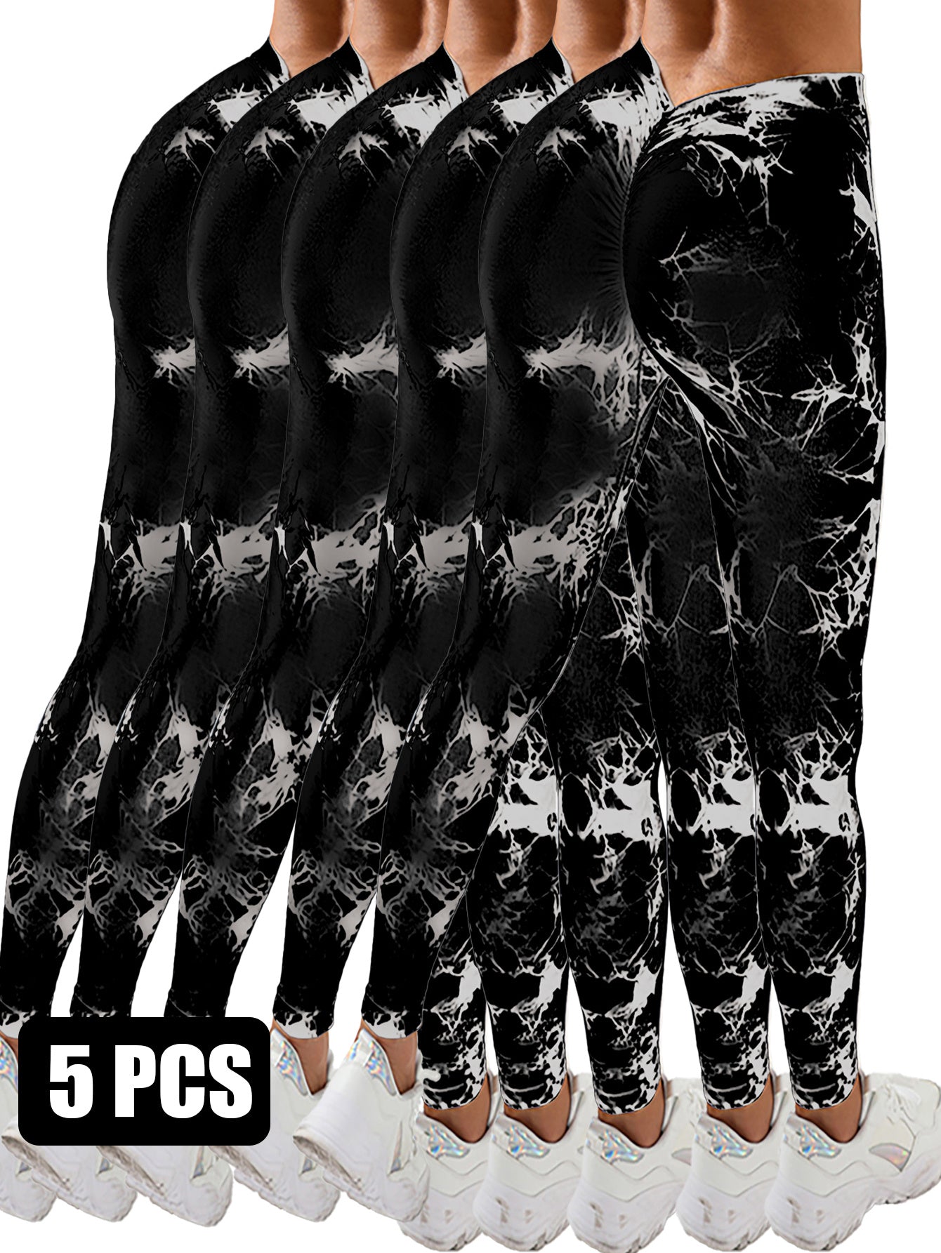 5pcs Dyed With A Waistband At The Lower Back Active Yoga Pants