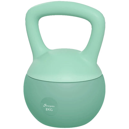 Green soft kettlebell with loop grip handle and smooth rounded body
