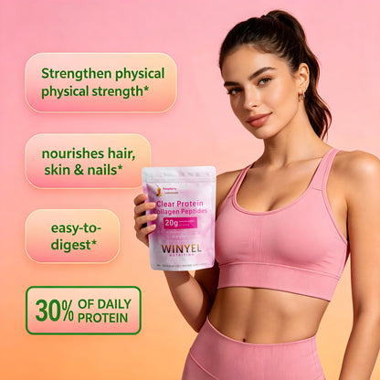WINYEL clear protein collagen peptides pouch, raspberry lemonade flavor, 250 g