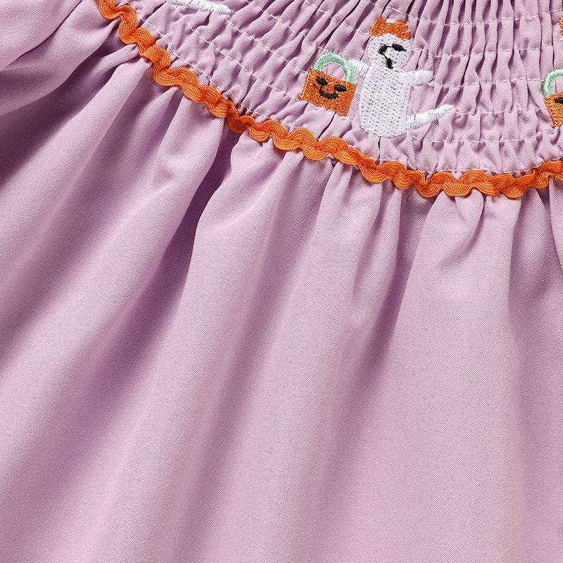 Infant Baby Girls Halloween Dress Ghost Embroidery Dress With Headband Party Costume Dresses
