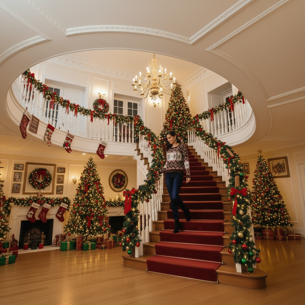 Christmas Pullover Round Neck Snowflake Sweaters Women's Clothing