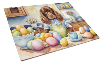 Decorating Easter Sussex Spaniel Glass Cutting Board