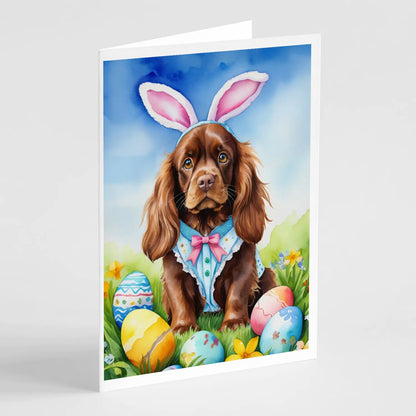 Sussex Spaniel Easter Egg Hunt Greeting Cards Pack of 8