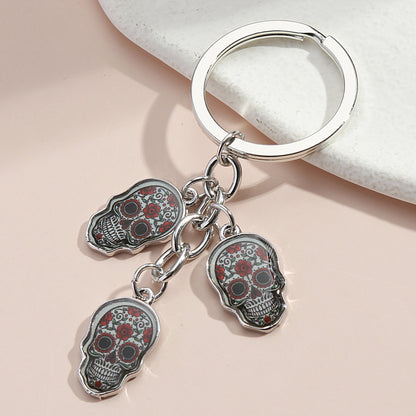 Hot Selling Dripping Oil Alloy Colorful Owl, Ladybug, Dark Flower, Ghost Face Keychain Bag Ornaments