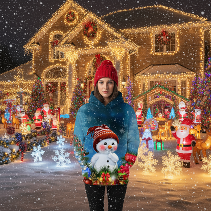 Christmas 3D Digital Print Casual Loose Fit Hooded Pullover Sweatshirt