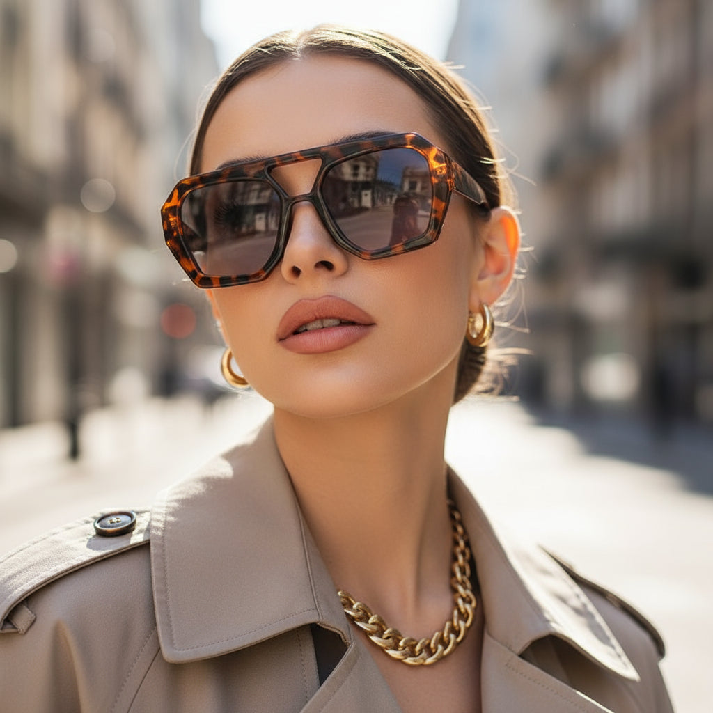 Ins Big Frame Leopard Sunglasses Summer Sunshade Beach Vacation Glasses
