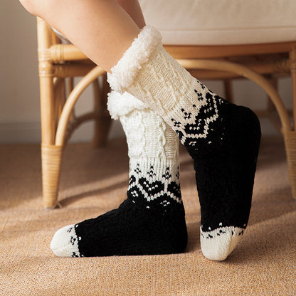 Love Knitted Plush Floor Socks Warm Non-sli Christmas