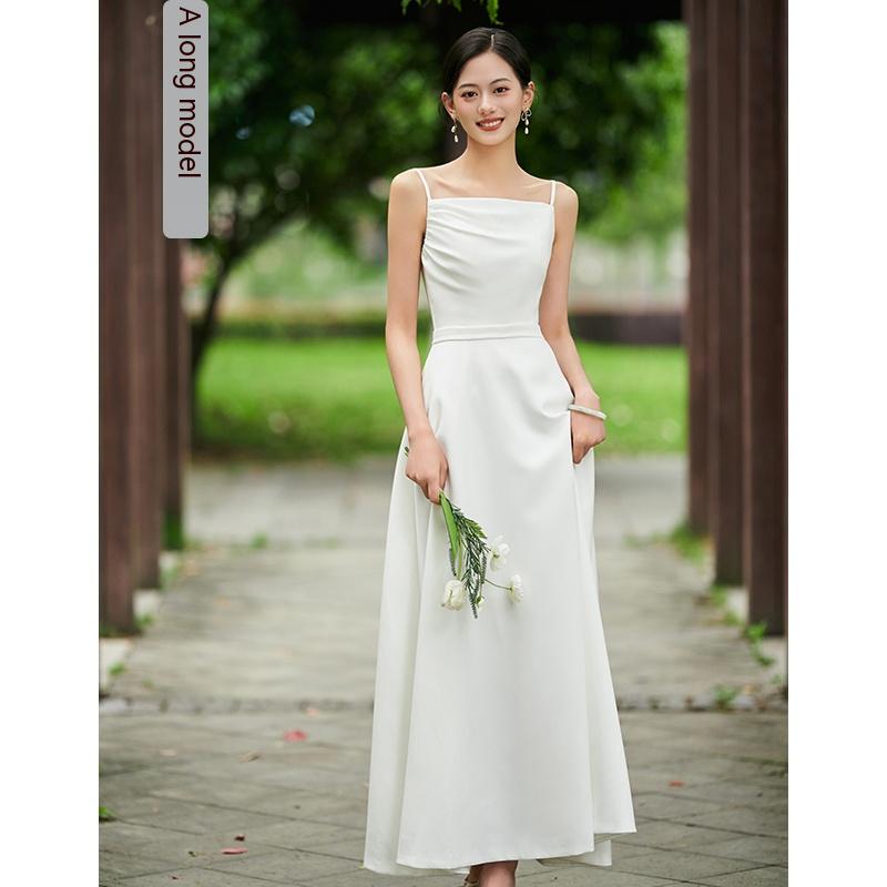 White Bridesmaid Dress Daily Style Formal Dress