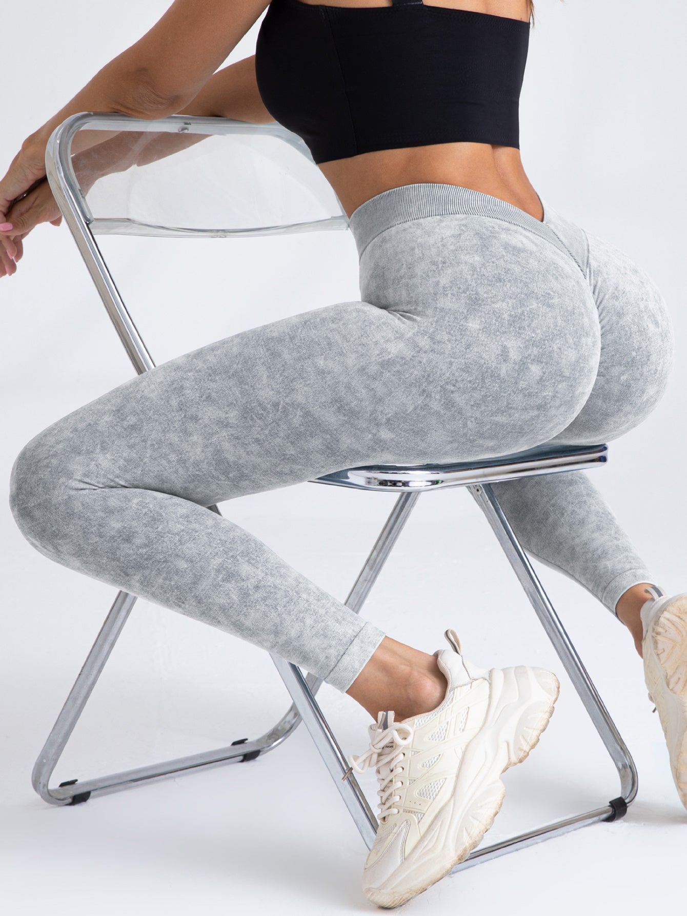 5 Pack V-Back Scrunch Butt Workout Women Seamless Gym, Yoga Leggings High Waist Active Pants