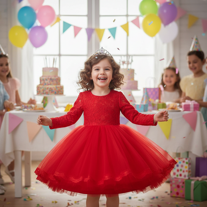 Lace princess dress girls summer dress