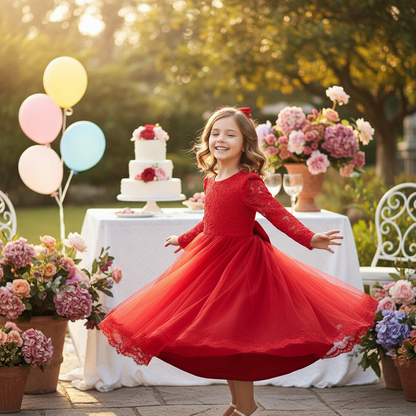 Lace princess dress girls summer dress