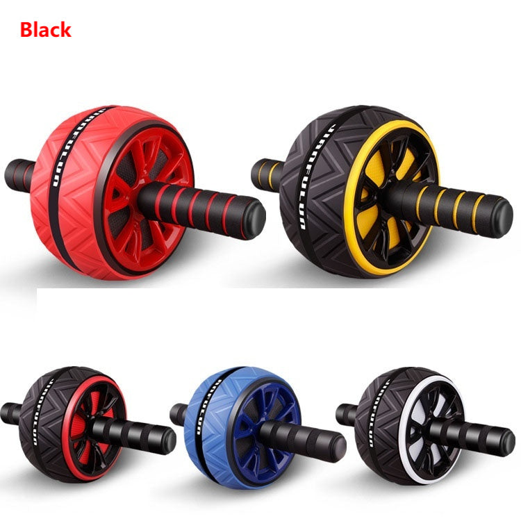 Abdominal wheel color options: red, yellow, blue, and white with foam grips