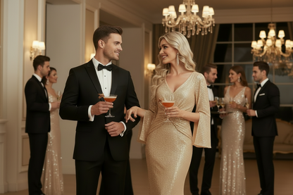 Gold Sequin Slim Fishtail Bridesmaid Banquet Evening Dress