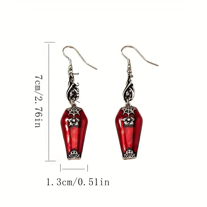 Halloween Ins Style Red Bat Spider Retro Earrings Jewelry