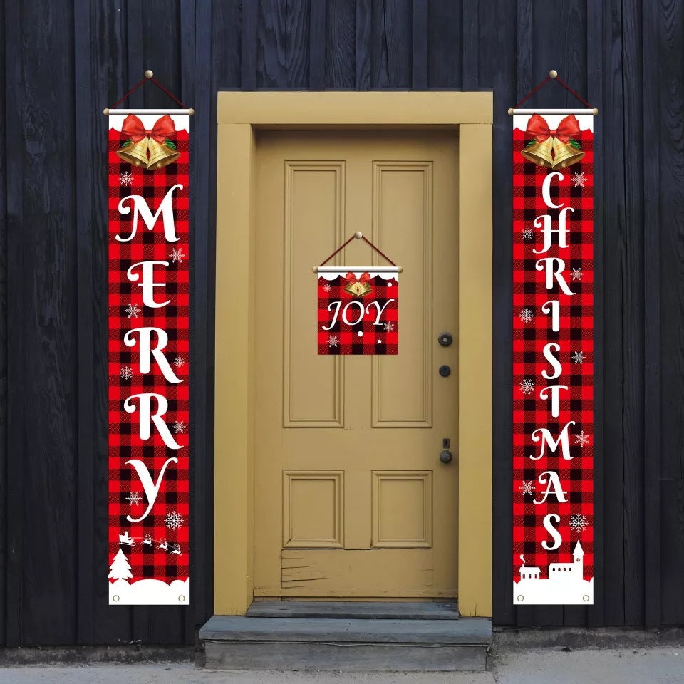 Christmas couplets curtains pull hanging flags window