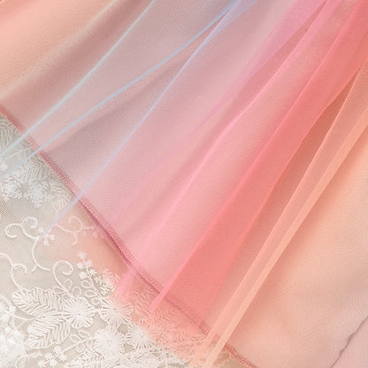 Baby Girls Skirt Set Letters Embroidery Long Sleeve Sweatshirt Tops & Rainbow Tutu Skirt Outfits