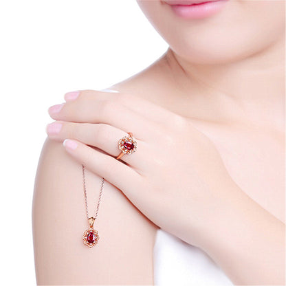 Hot silver  engagement  high-end ruby ring rose gold  jewelry