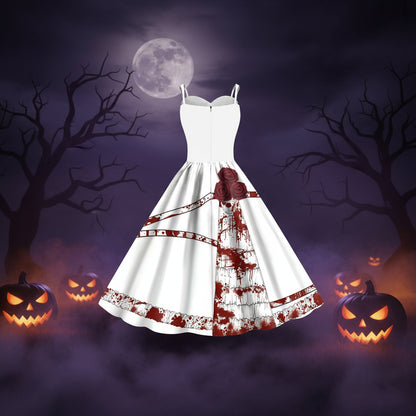 Halloween Skirt Women's Digital Print Scary Strap Dress