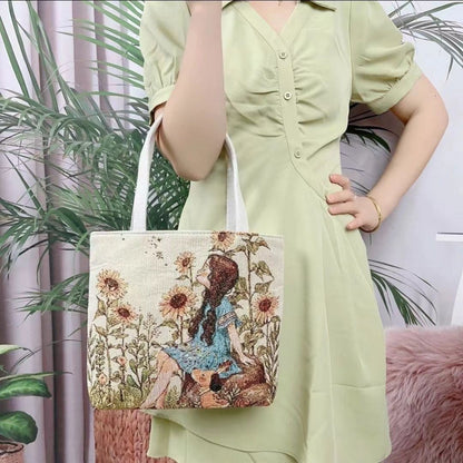 Double-sided Gold Wire Handheld Canvas Small Bag Wear-resistant