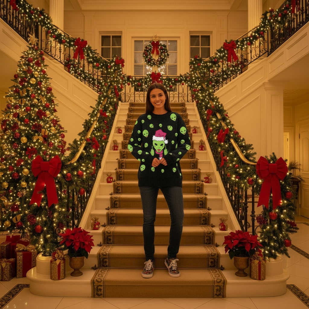 UGLY CHRISTMAS SWEATER Vacation Santa Elf Funny Womens Sweaters Tops Autumn Winter Clothing