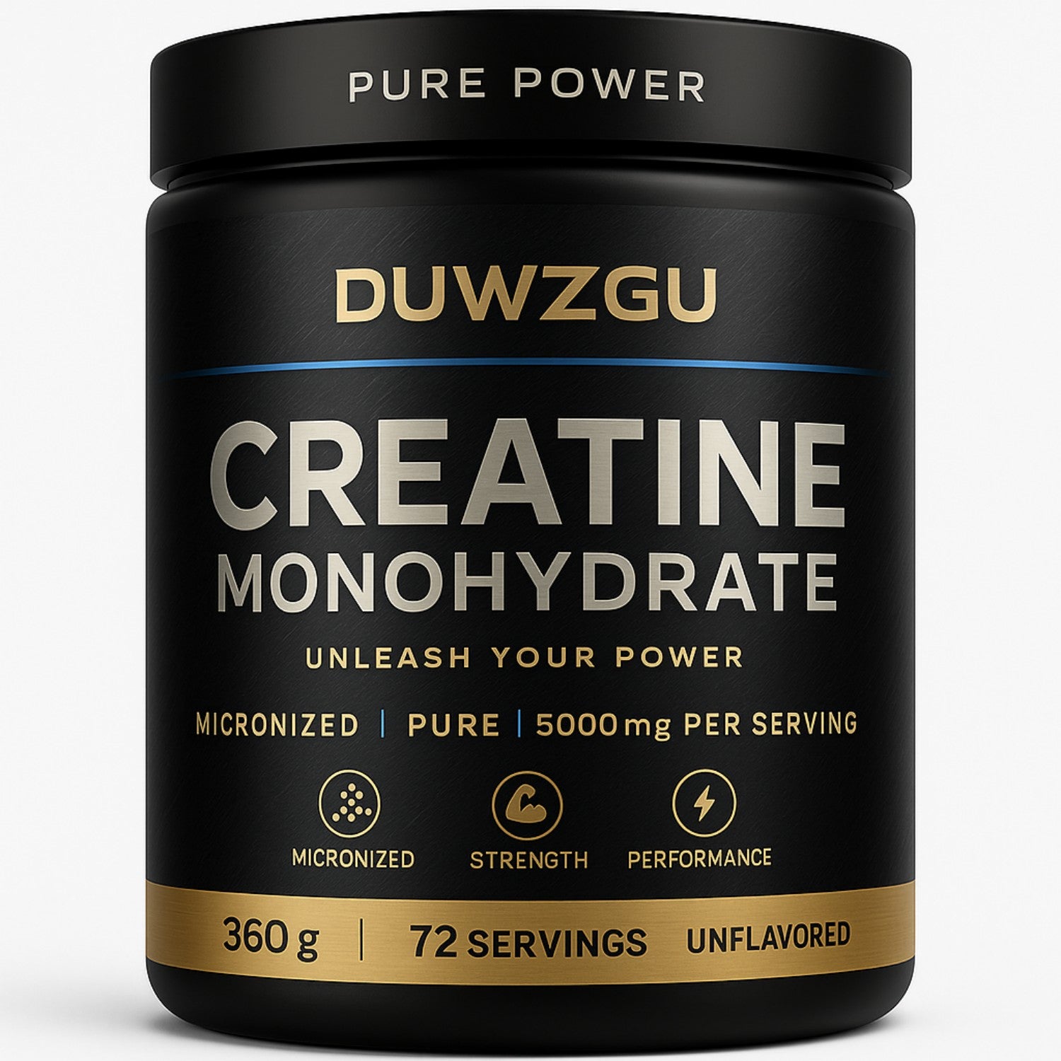 DUWZGU creatine monohydrate tub, 360g, 72 servings, unflavored
