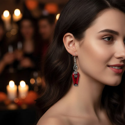 Halloween Ins Style Red Bat Spider Retro Earrings Jewelry
