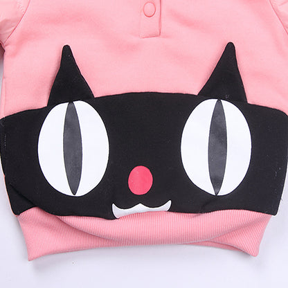 Girls'  children's sweater three-piece suit velvet thickened baby's clothes