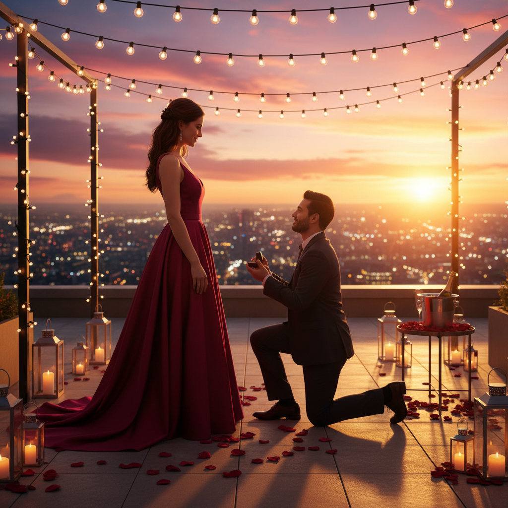 Heart-shaped ruby engagement ring with diamond accents visible on hand during celebration