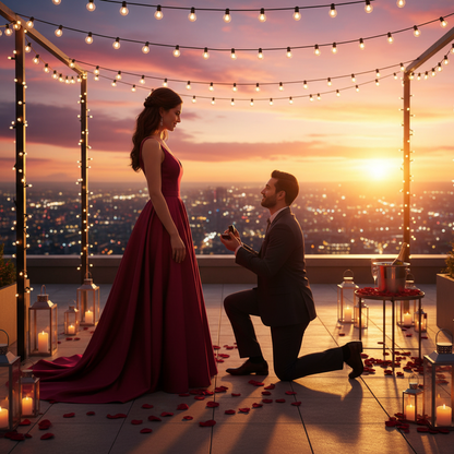 Heart-shaped ruby engagement ring with diamond accents visible on hand during celebration