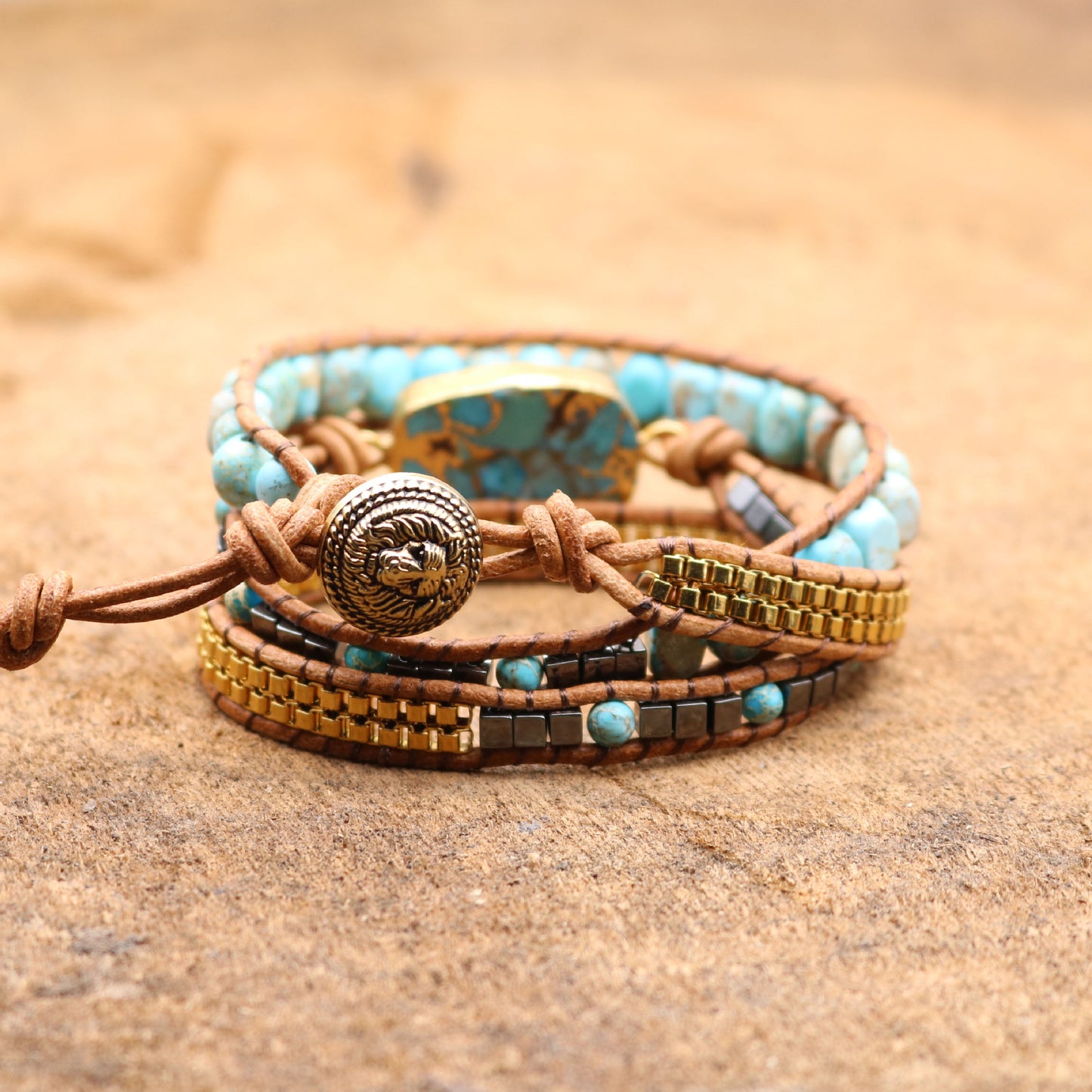 Imperial turquoise covered stainless steel chain