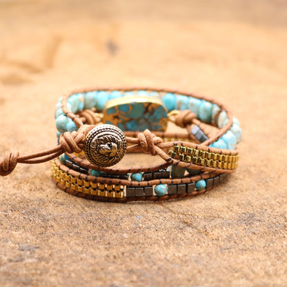 Imperial turquoise covered stainless steel chain
