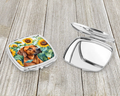 Rhodesian Ridgeback in Sunflowers Compact Mirror