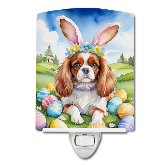 Cavalier Spaniel Easter Egg Hunt Ceramic Night Light