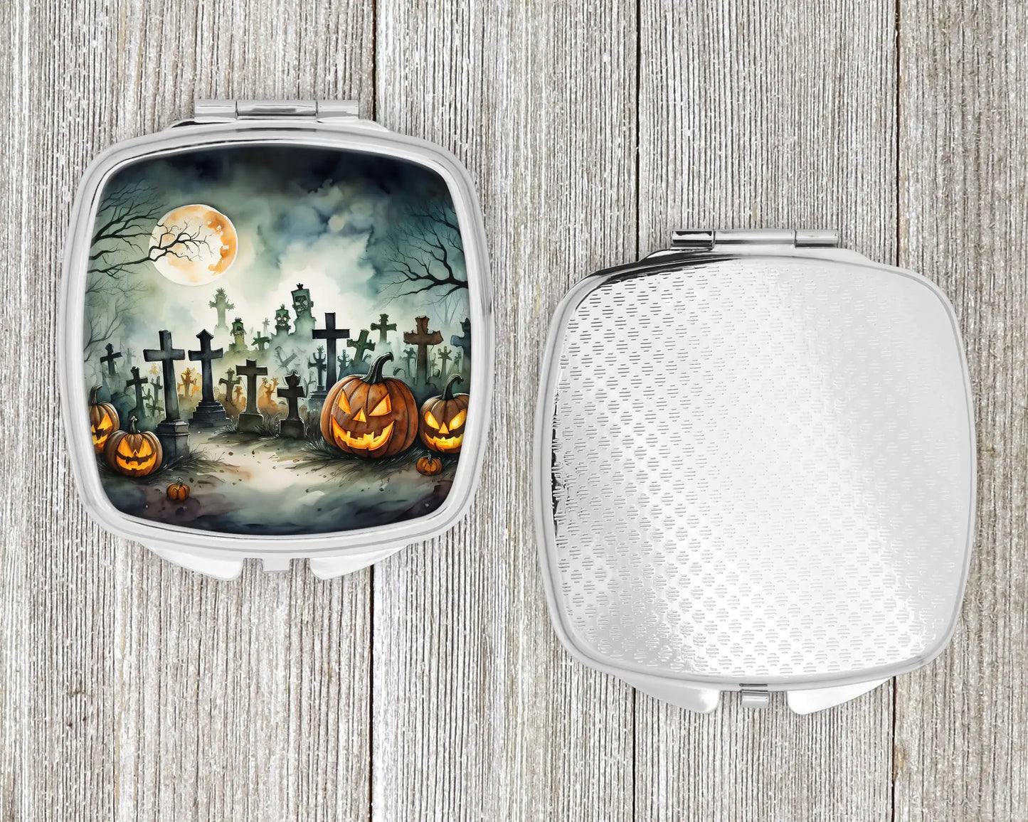 Graveyard Spooky Halloween Compact Mirror