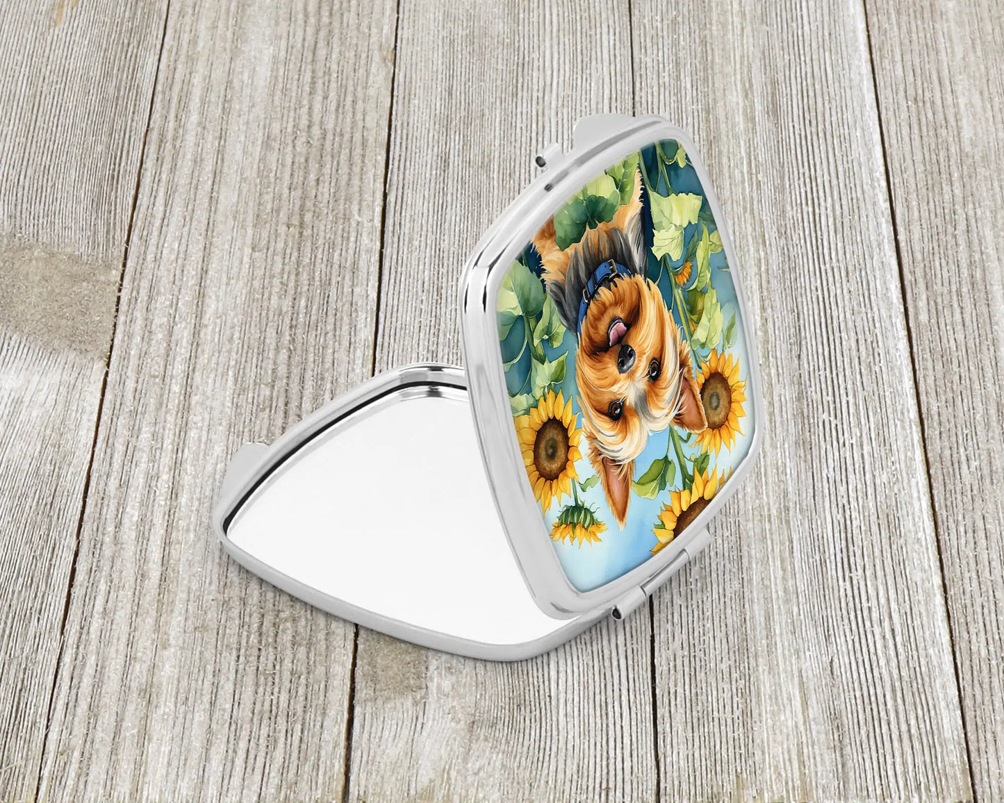 Silky Terrier in Sunflowers Compact Mirror