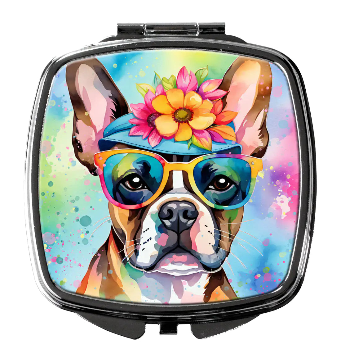 Boston Terrier Hippie Dawg Compact Mirror