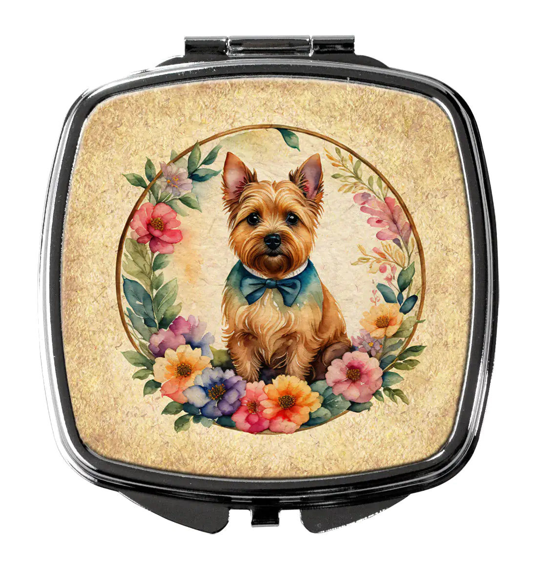 Norwich Terrier and Flowers Compact Mirror