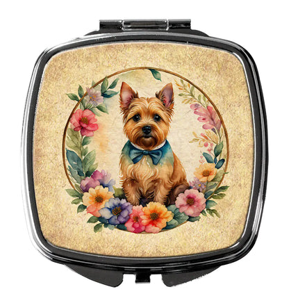 Norwich Terrier and Flowers Compact Mirror