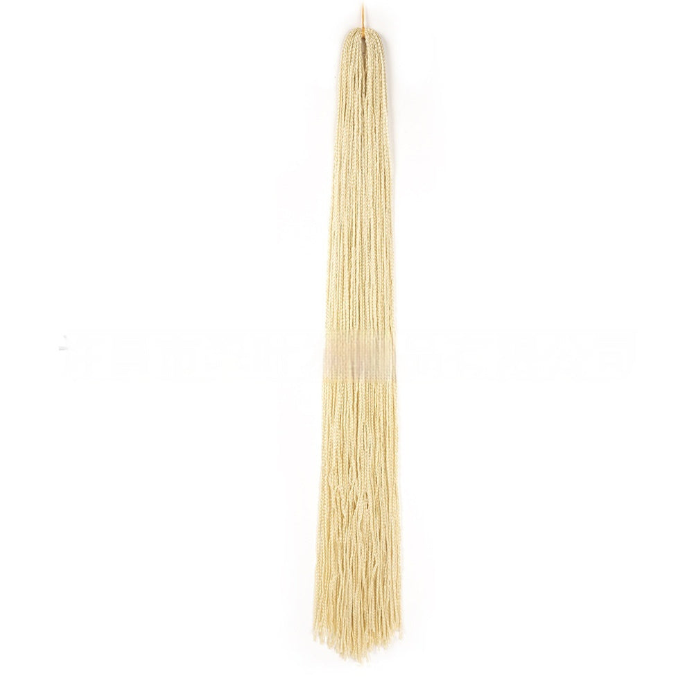 Light beige braided crochet hair extension with long fringe tassels