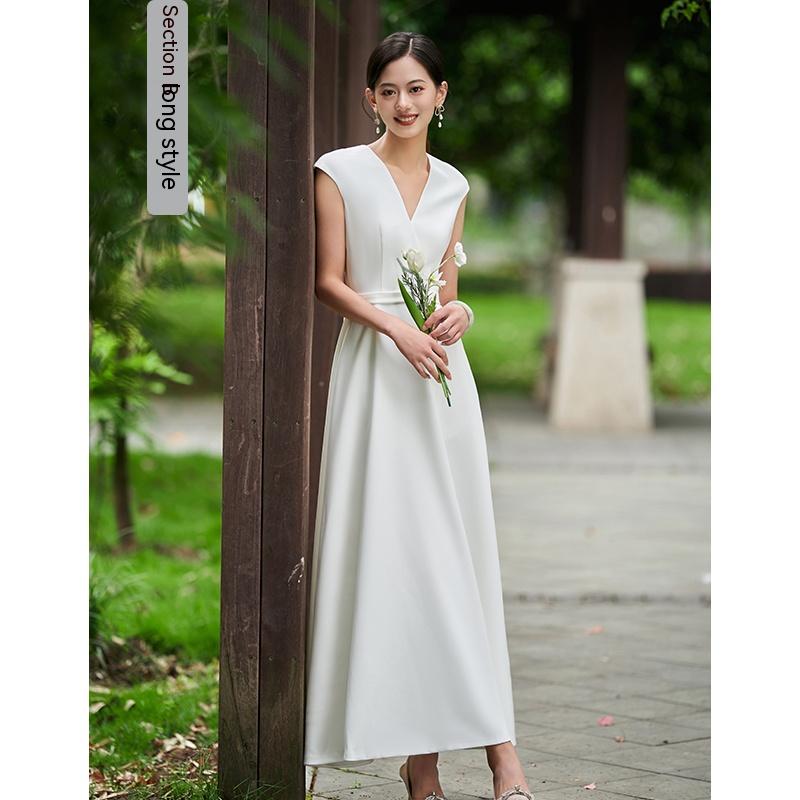White Bridesmaid Dress Daily Style Formal Dress