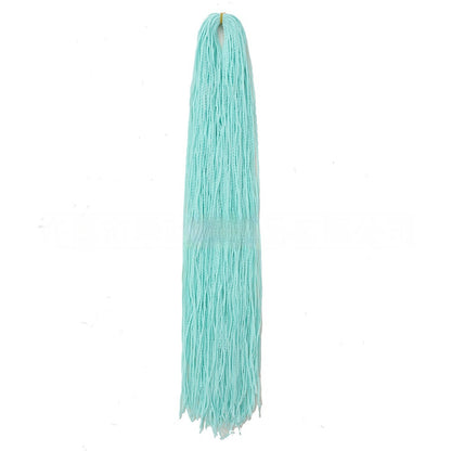 Light teal braided crochet hair extension with long fringe tassels