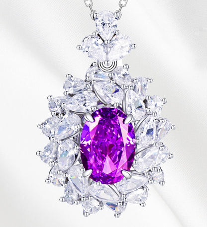 S925 Silver Cubic Zirconia Purple Necklace Women