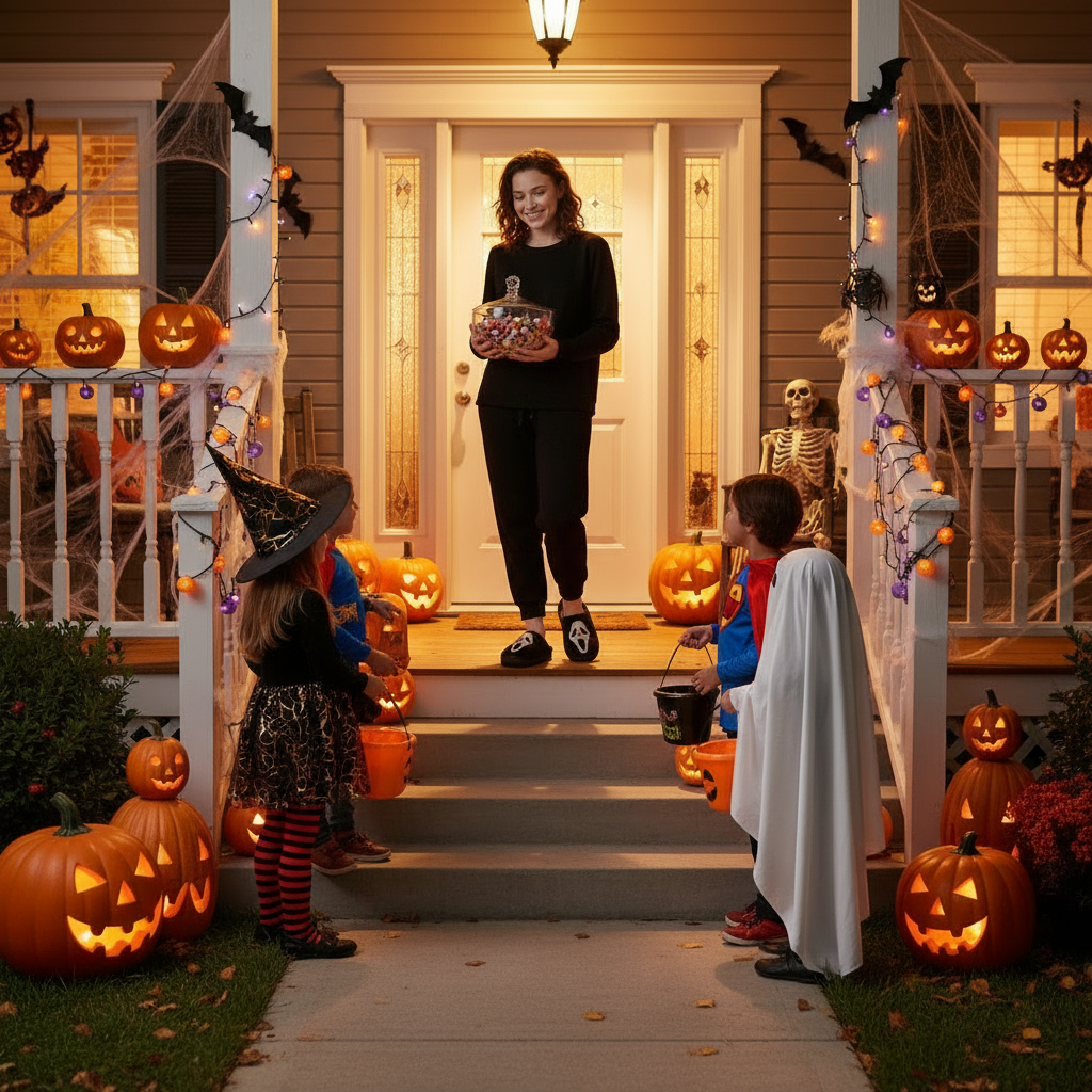 Halloween Skull Cartoon Print  Warm Winter, For Men Women Home Shoes Indoor Cotton Slippers