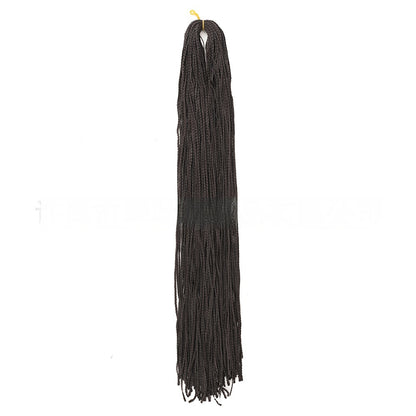 Black braided crochet hair extensions bundle with long straight strands and fringed ends.