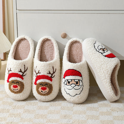 Christmas Home Cute Cartoon Santa Claus Cotton Slippers