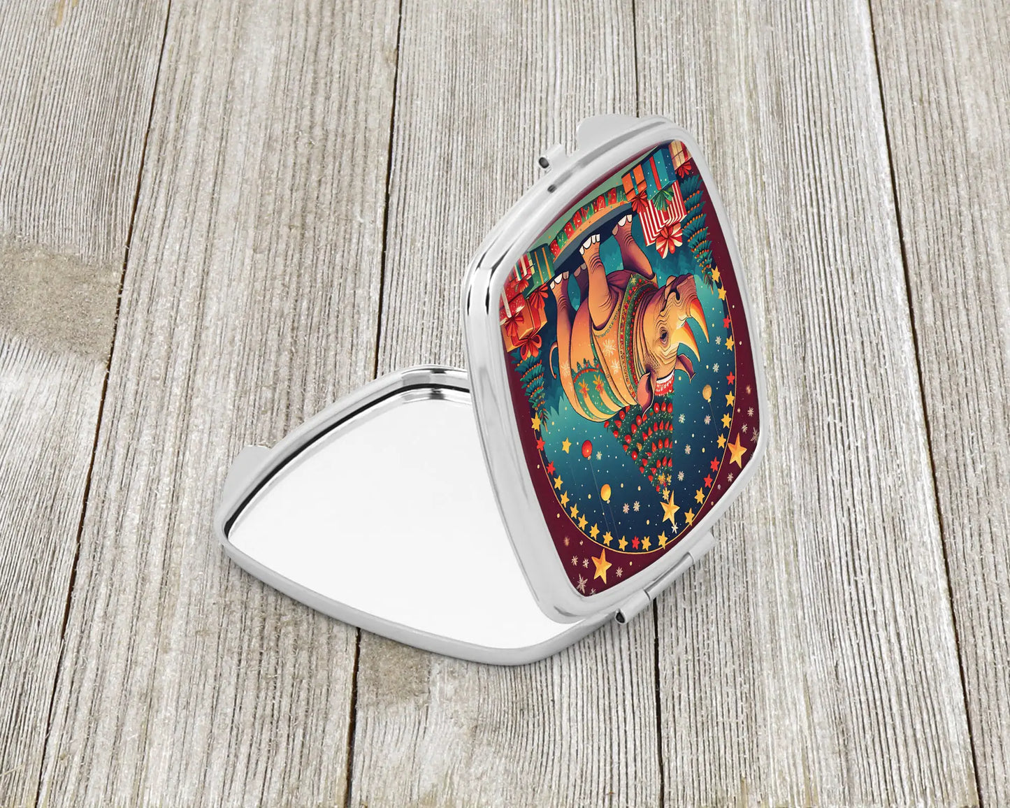 Rhinoceros Christmas Compact Mirror