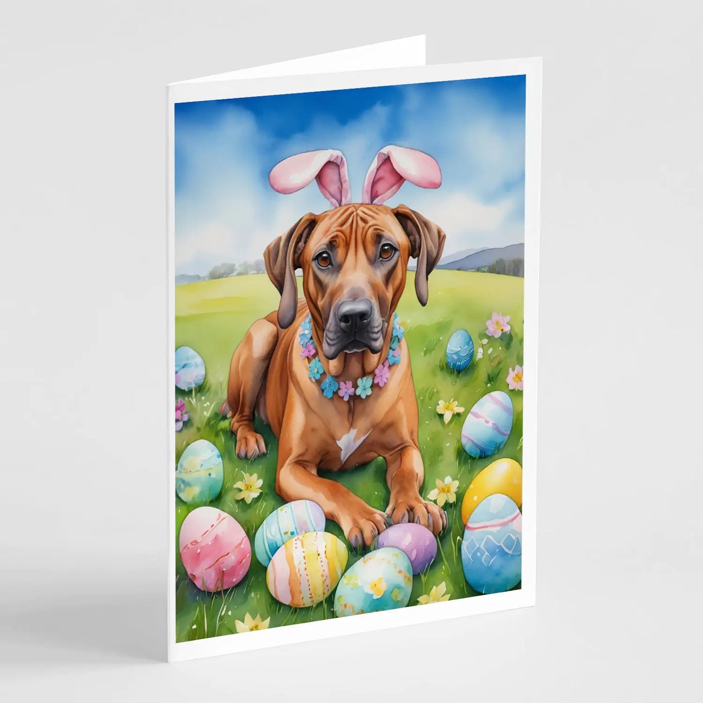 Rhodesian Ridgeback Easter Egg Hunt Greeting Cards Pack of 8