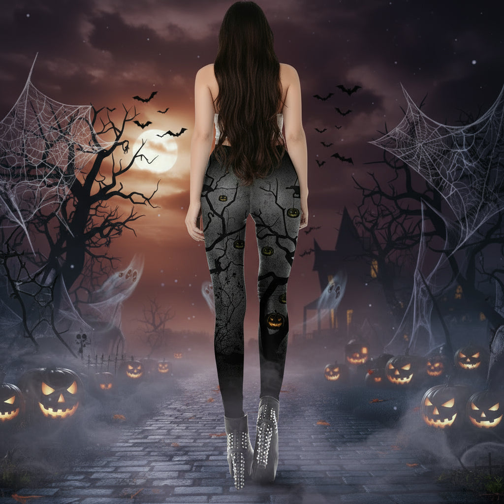 Women's Halloween Pumpkin Head Print Leggings