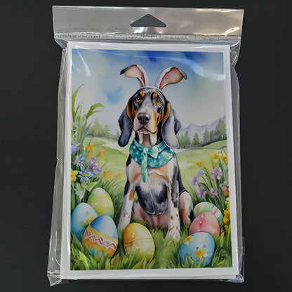 Bluetick Coonhound Easter Egg Hunt Greeting Cards Pack of 8