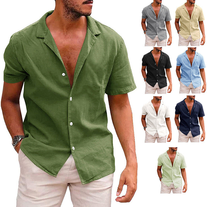 Men's Tops Casual Button Down Shirt Short Sleeve Beach Shirt Summer Clothing